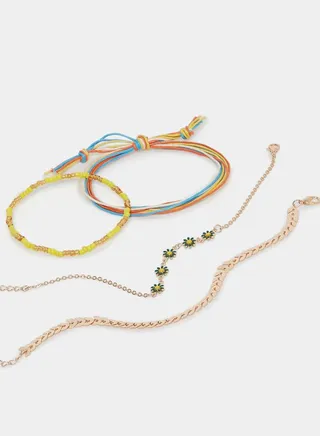 Set of 4 - Metallic Chain Anklet