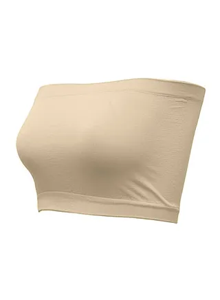 Non-Padded & Non-Wired  Strapless Stretch Tube Bra Beige 