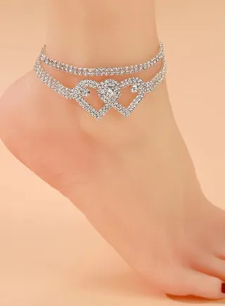 Embellished Heart Design Anklet