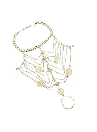 Gold Ankle Bracelet for Women, Waterproof Exotic Multilayer Anklet, Beach Summer Retro Palace Style Foot Accessories, Cosplay Headwear Costume, Foot Anklets Jewelry For Gift 