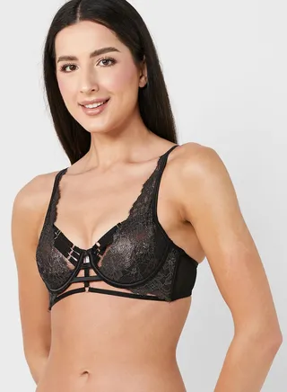 Cut Out Plunge Neck Bra 