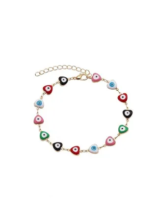14K Gold Evil Eye Anklet Bracelet for Women Adjustabe Anklet Bracelet  Jewelry Beads Set 