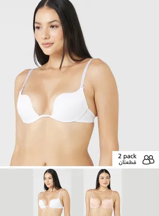 2 Pack Plunge Wired Bra 