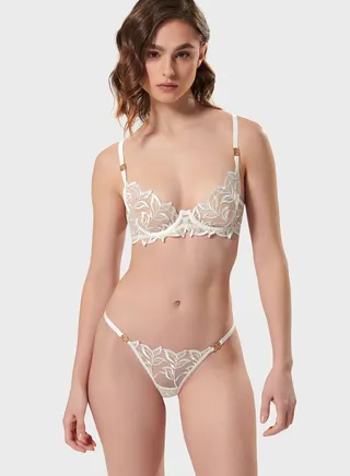 Floral Mesh Detail Bra 