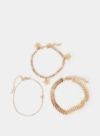 Set of 3 - Butterfly Drop Assorted Anklets