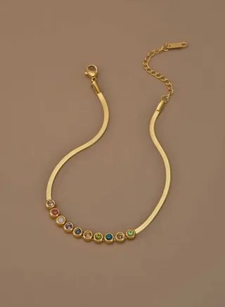 Stylish Stainless Steel Gold Plated Anklet For Women Inlaid With Rhinestone 