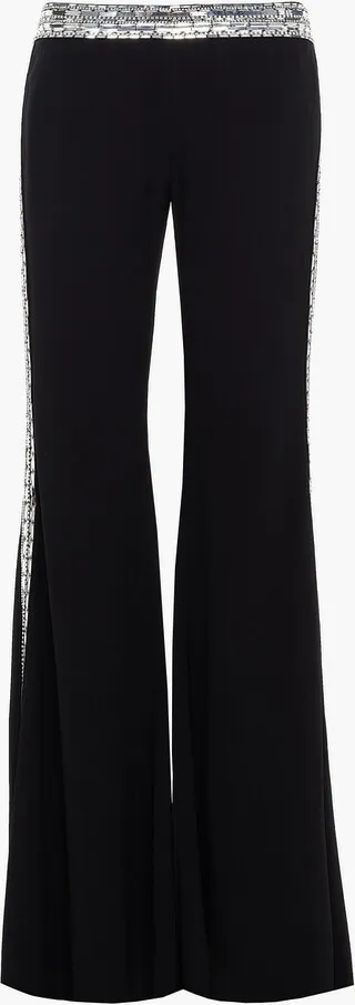 Crystal-embellished cady flared pants