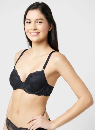 Lace Detail Plunge Neck Bra 