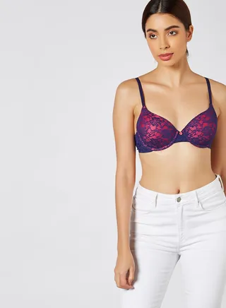 Lace Padded Wired Bra Pearl Pink 