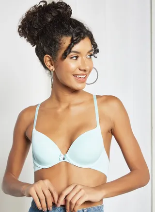 Plunge Neck Padded Bralette Light Blue 