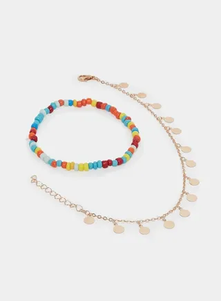 Set of 2 - Coin Drop Chain Anklet