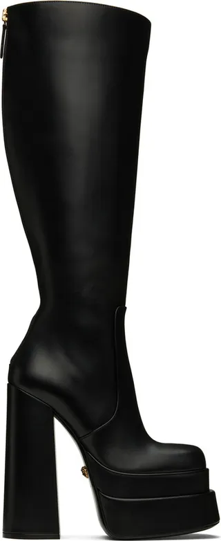 Versace Black Platform Tall Boots
