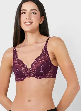 Lace Plunge Neck Bra 