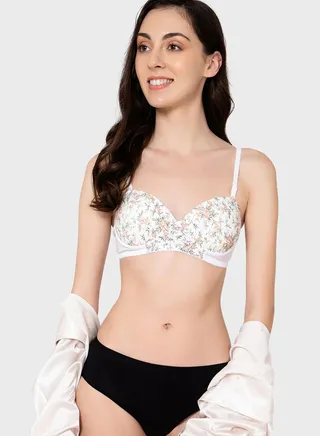 Printed Plunge Neck Bra 