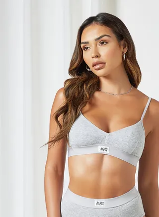 Cotton Blend Soft Bra Grey Marl 