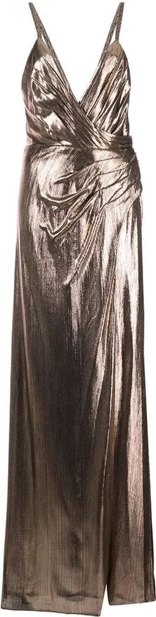 Yesi lamé wrap dress