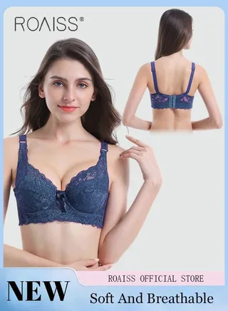 Large Size Women's Charm Lace Bras Push Up Daily Underwire Ultra Thin Three-quarter Cup Bras Leisure Comfort Soft Breathable Underwear Everyday Lingerie 