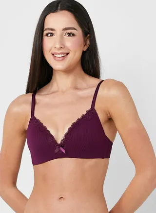 Lace Plunge Neck Bra 