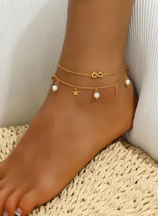 Elegant 2 Layers Stainless Steel Anklet 