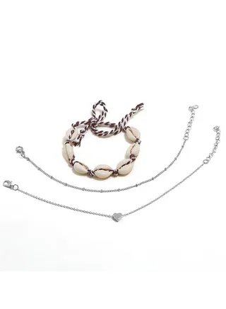 Set Of 3 Women Anklets Of Various Designs 