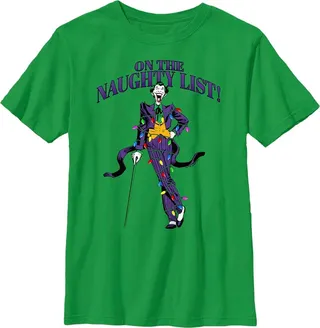 Boy's Batman On the Naughty List T-Shirt - Kelly Green - Large
