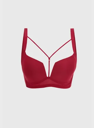 Strappy Plunge Neck Bra 