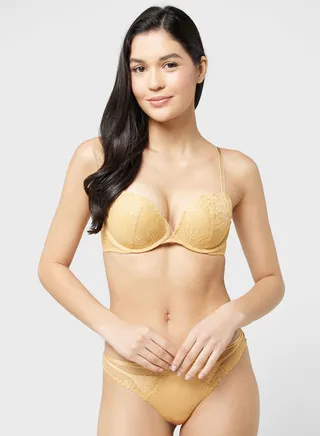 Lace Detail Plunge Neck Bra 