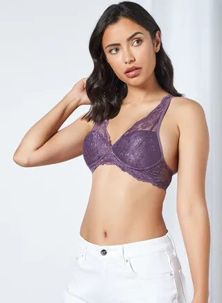 Floral Crossback Non-Wired Bralette Vintage Violet 