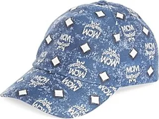 Mcm Denim Jacquard Logo Print Baseball Cap