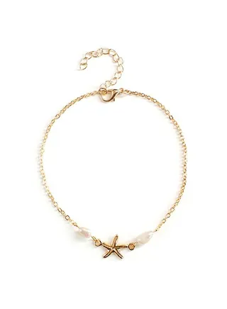 Starfish Pearl Chain Anklet 