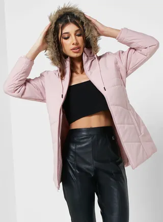 Urban Minx Urban Minx Longline Padded Jacket With Hood 