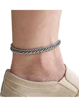 Anklet stainless steel double, two layers - 6 mm 