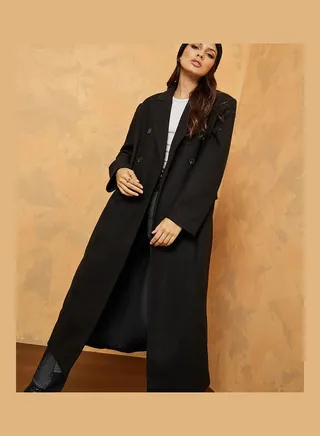Midi Length Double Breasted Oversized Wool Like Coat