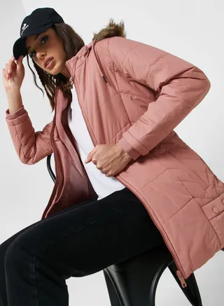 Urban Minx Urban Minx Longline Padded Jacket With Hood 