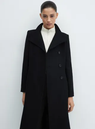 Button Detail Belted Coat 