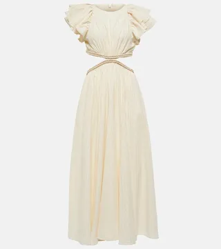 Anneke striped cotton voile cutout maxi dress