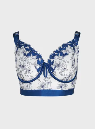 3D Floral Embroidered Longline Bra