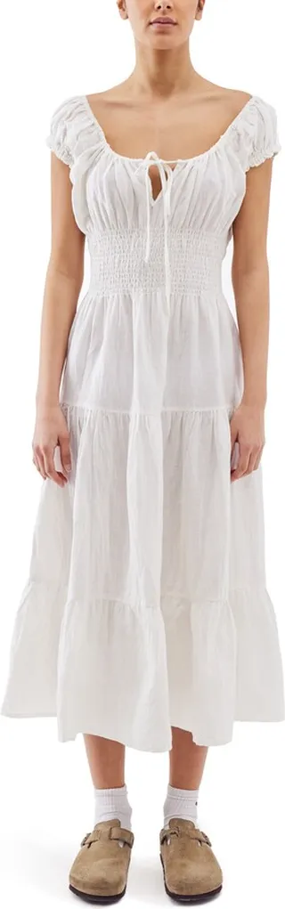 Ella Smocked Linen & Cotton Dress