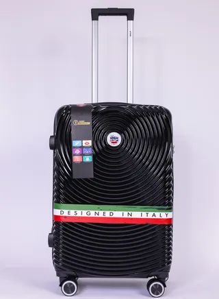 Cruise Checked Luggage | Hardside Soft Handle Trolley with USB Port & Universal Lock |Double 360° 4 Wheeler| Madium-24 Inch| Black 
