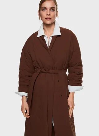 Tie Detail Quilted Coat 