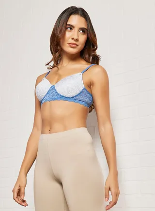 Casual Padded Bra Blue/White 