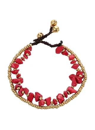 Alloy Beads Woven Anklet Chain 