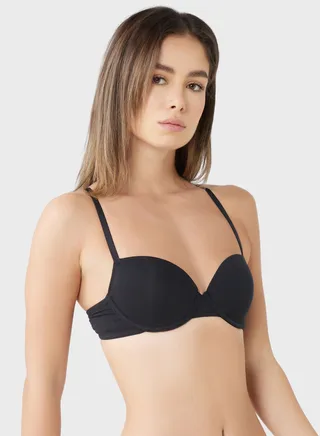 Strap Detail Plunge Bra 