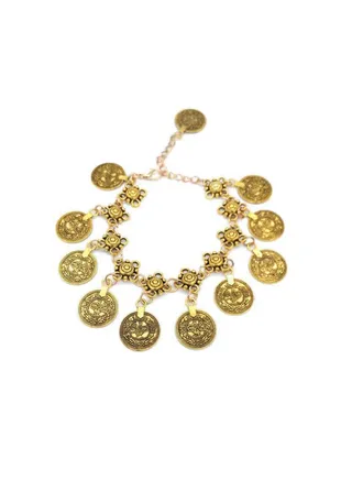 1-Pair Alloy Bohemian Coin Anklet Bracelet Gold 