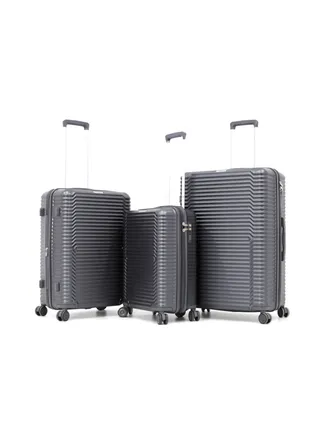 Hardshell Luggage Spinner Trolley Bag 3 Pieces Set,Grey (S-20",M-24",L-28") 
