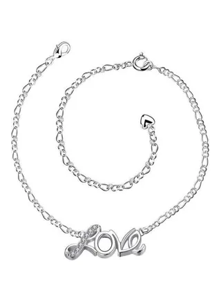 Silver Plated Zircon Chain Anklet 