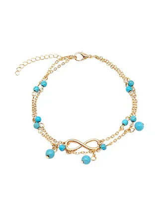 Multilayer Turquoise Footwear Anklet 