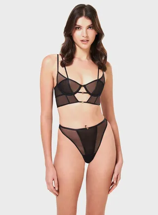 Cut Out Mesh Detail Bra 