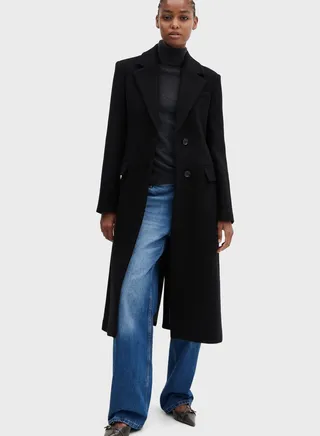 Button Detail Longline Coat 