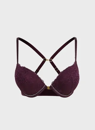 Strap Detail Plunge Bra 
